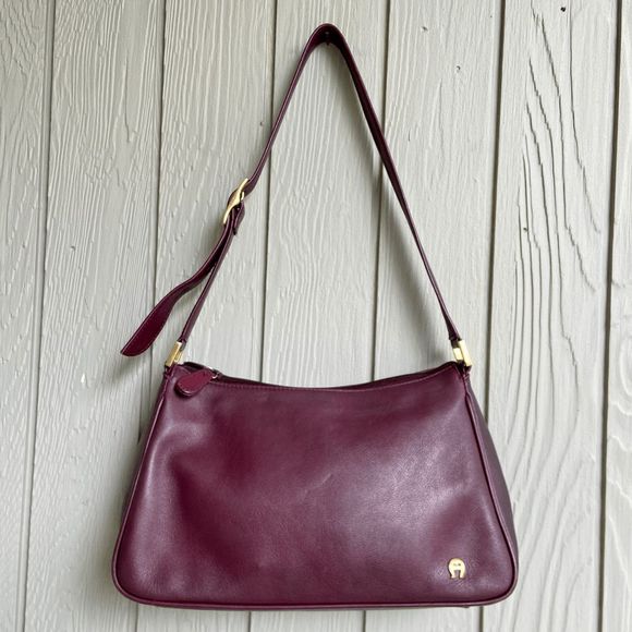 Etienne Aigner Handbags - Etienne Aigner Burgundy Full-Grain Leather Shoulder Bag VTG 90s